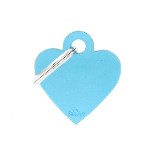 Pour votre confort en extérieur:Médaille basic petit cœur pour chien en aluminium bleu azur