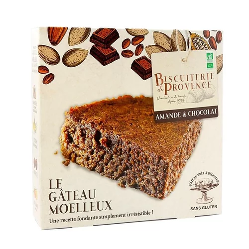 Choix au jardin：Gâteau gourmet aux amandes chocolat bio Biscuiterie de Provence - 250 g