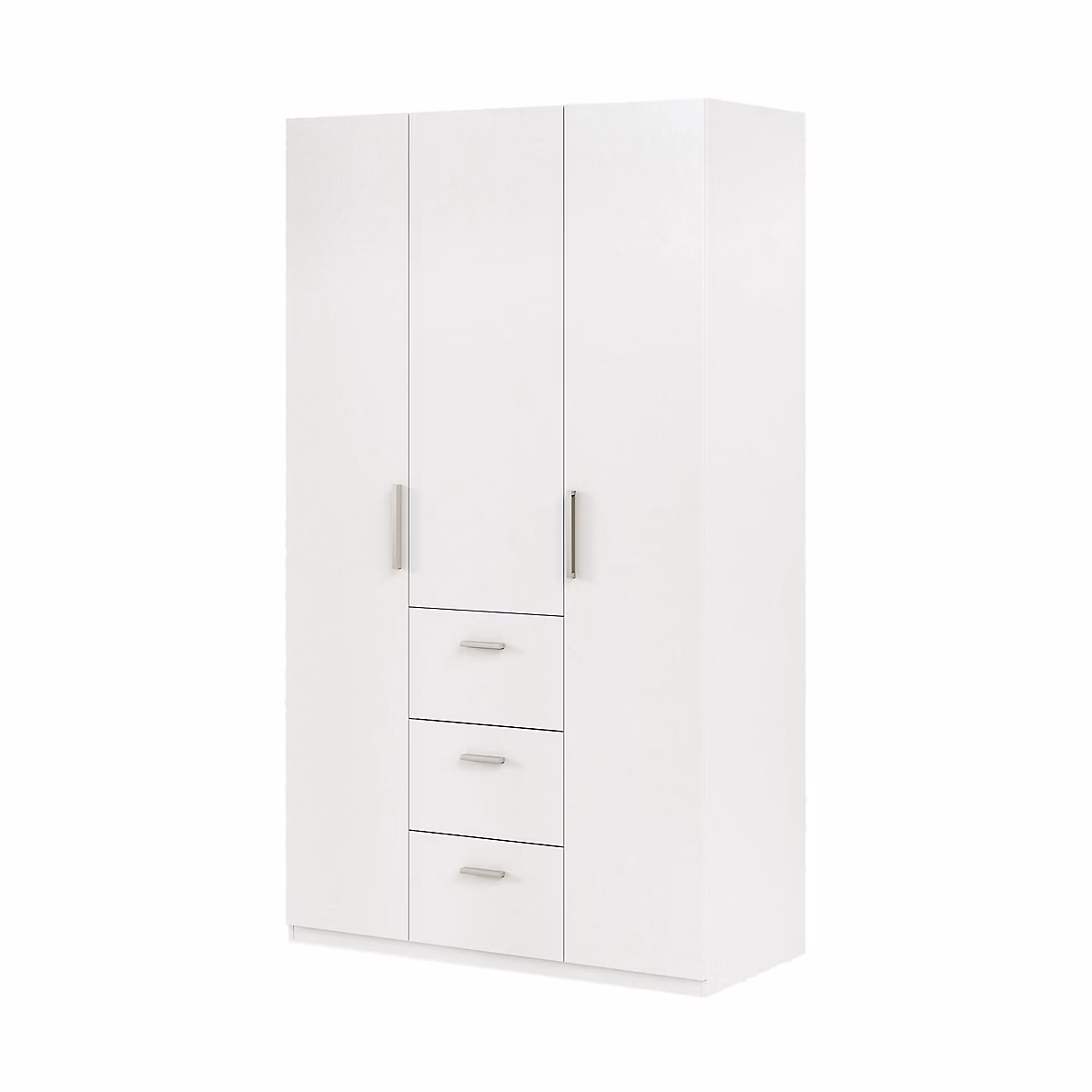 Armoire Providence | Armoire de chambre avec 3 portes battantes – Armoire avec tringle – 117x52h203 cm – Blanc