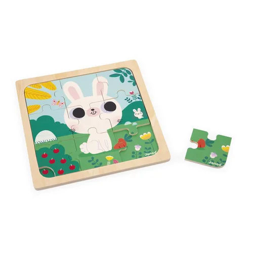 Confort au jardin：Puzzle Janod Lapin Blanc - 9 pièces