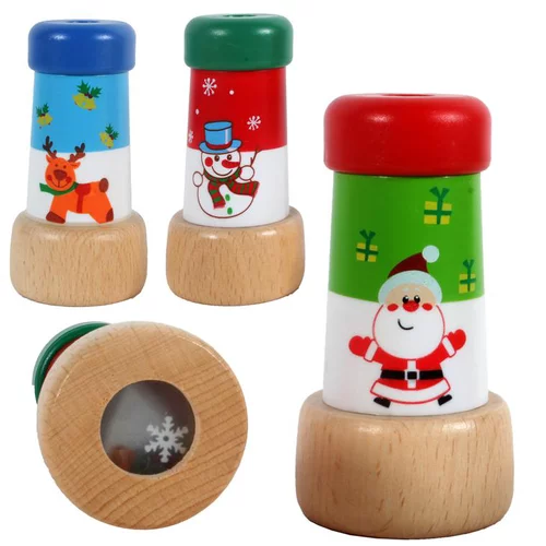 Jardin en pratique:Kaléidoscope de Noël en bois peint coloris assortis Ø 4,4 x H 8,3 cm