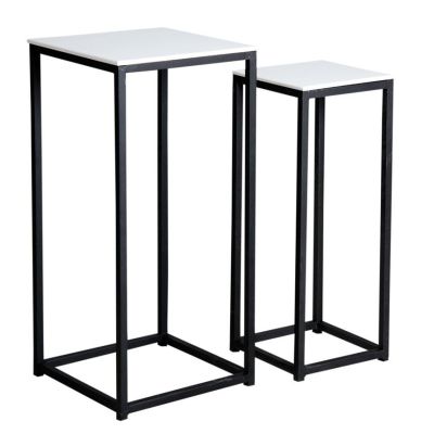 Sellettes carrées en bois et métal (Lot de 2)