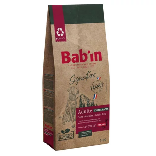 Déco extérieur：Croquettes pour chien adulte au canard sans céréales Bab'in Signature - 3 kg