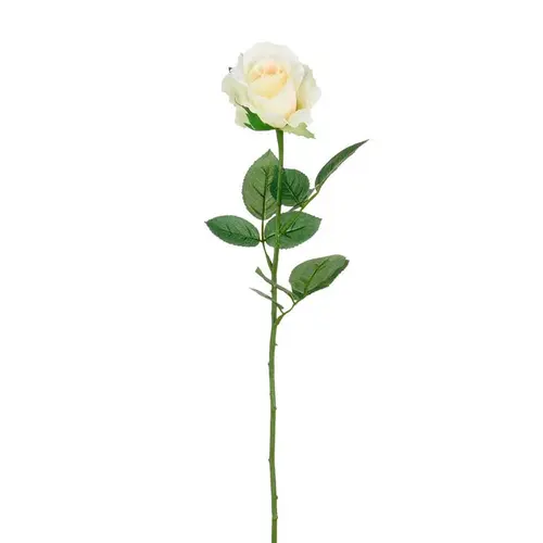 Pour votre quotidien：Tige de rose artificielle en plastique recyclé crème - 62 cm