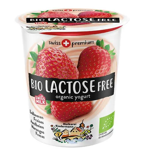 Pour tous vos projets extérieurs:Yaourt de vache fraise sans lactose bio Biedermann – 200 g