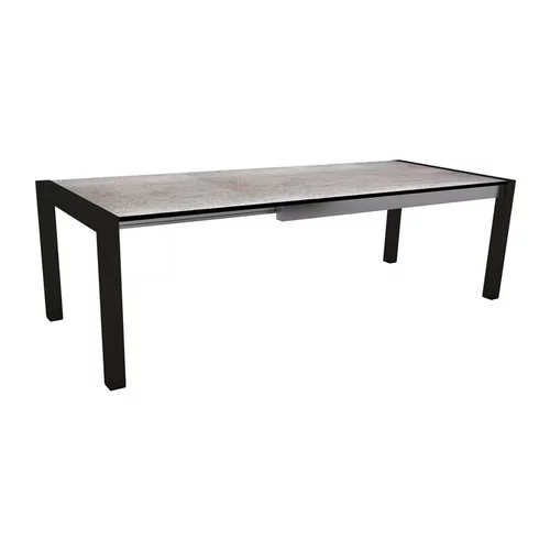 Jardin malin:Table extérieure coloris noir mat/Smoky en aluminium Stern - 174/214/254 x 90 x 75 cm