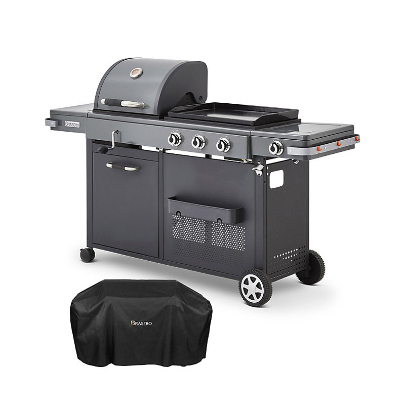 Barbecue Plancha BiEnergy XL Gaz & Charbon Plancha 60 × 42 cm – Housse incluse