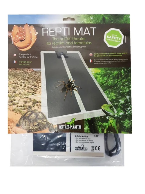 Solution extérieur：Plaque chauffante pour terrarium coloris noir Reptile Planet Repti Mat 5W - 14 x 15 cm