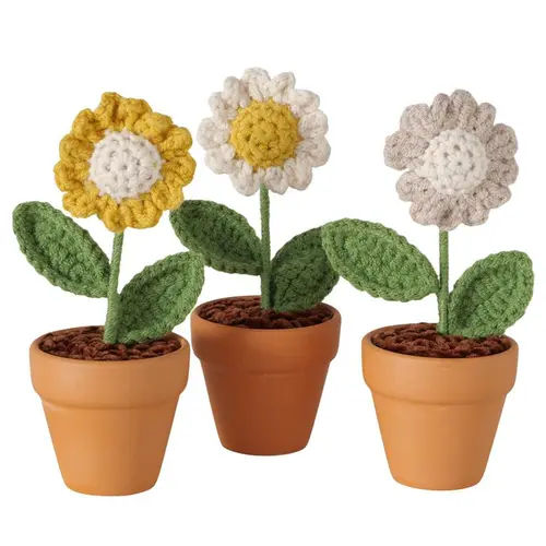 Confort extérieur:Fleur en crochet Crochy - H 14 cm
