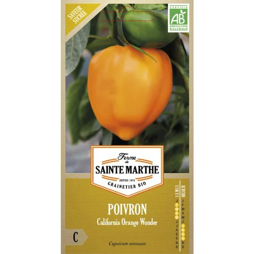 Choix nature:Graines de Poivron California orange Wonder Ferme de Sainte Marthe - graines à semer