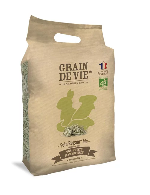Pour faciliter le quotidien au jardin：Foin regain bio pour petits mammifères Grain de vie - 25 L