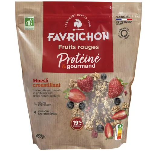 Jardin & idées:Muesli croustillant protéiné fruits bio Favrichon - 450 g