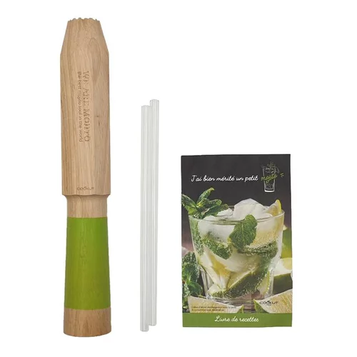 Jardin extérieur:Coffret cadeau pailles, livre et ustensile mojito en bois Cookut - 29,8 x 17 x 4,8 cm