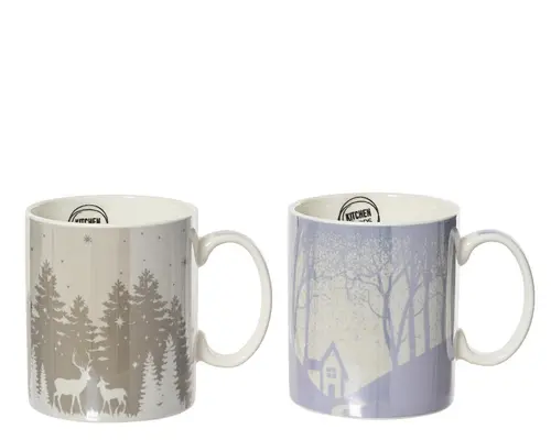 Le pratique au jardin:Mug en porcelaine colorée motif Forêt - Ø 8,7 x H 10 cm
