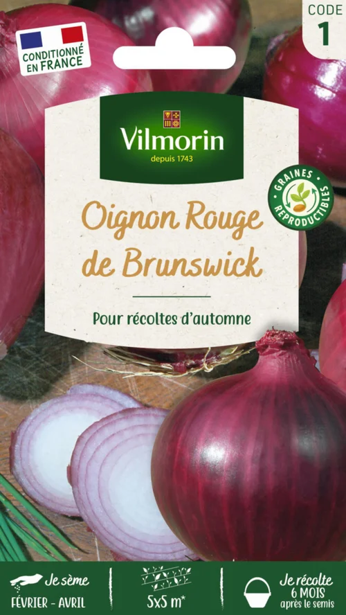 Jardin qualité:Oignon rouge de Brunswick Vilmorin - graines à semer