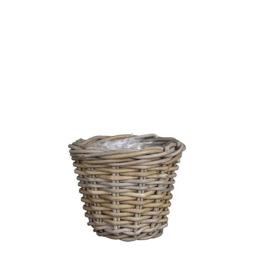Pensé pour vos extérieurs:Panier rond en osier gris Marcia - Ø 20 x H 16 cm