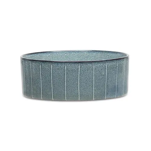 Facile extérieur：Gamelle pour chien en grès coloris gris avec rayures Reactive Glaze Scruffs - 19 x 19 x 8 cm