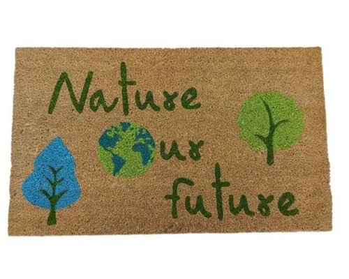 Sélection malin:Tapis brosse en coco écru avec imprimé Sweetsol Nature our future - 60 x 40 cm