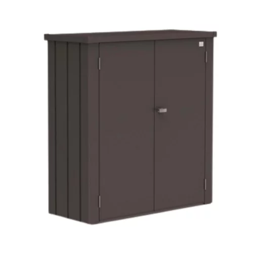 Pratique pour l’extérieur：Armoire de terrasse Roméo en acier galvanisé coloris gris foncé métallique Biohort® - 132 x 57 x 140 cm