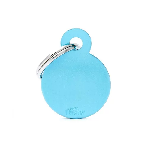 Confort pour le jardin：Médaille basic petit cercle pour chien en aluminium bleu azur