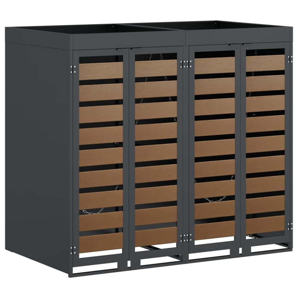 vidaXL Rangement de poubelle à roulettes pour 2 poubelles Acier