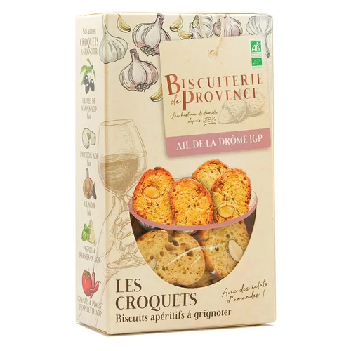 Nature pour le jardin：Croquet bio ail Drome Biscuiterie de Provence - 90 g