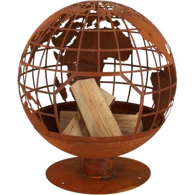 Brasero rond en métal rouillé (Planète)