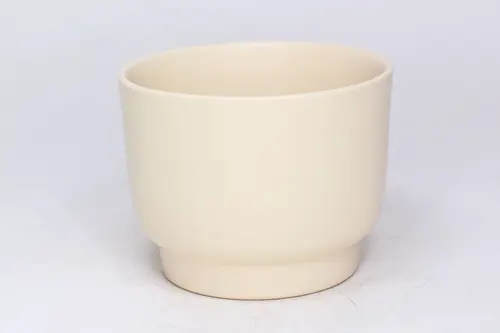 Espace vert essentiel：Cache-pot en céramique coloris crème mat Calm - Ø 17,5/16,5 x H 15 cm