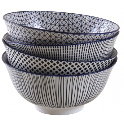 Bol en porcelaine motifs géométriques (Lot de 4) (640 ml)
