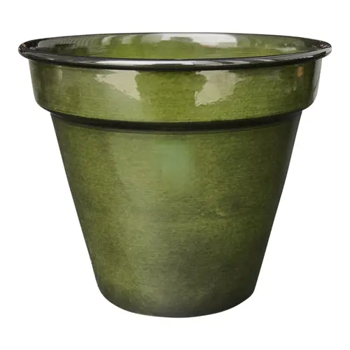 Idée pratique:Pot conique en métal recyclé coloris vert algue vif Upcycle Conique - Ø 16 x H 14 cm