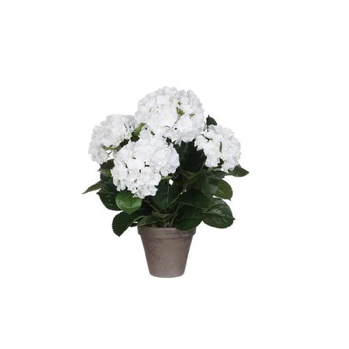 Idée simple:Hortensia blanc fleur artificielle en pot Stan gris H 45 x Ø 45 cm cm