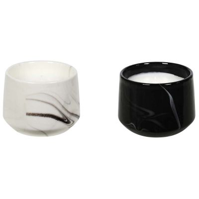 Bougie parfumée pot en dolomite effet marbre (Lot de 2) (8 x 11 cm)