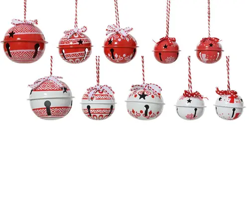 Facile jardin:Sac de 14 cloches en métal rouge et blanc - Ø 6 cm