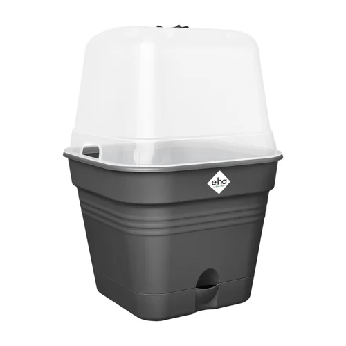 Choix pour le jardin:Pot de culture carré coloris living noir Elho Green Basics Allin1 - 20 cm