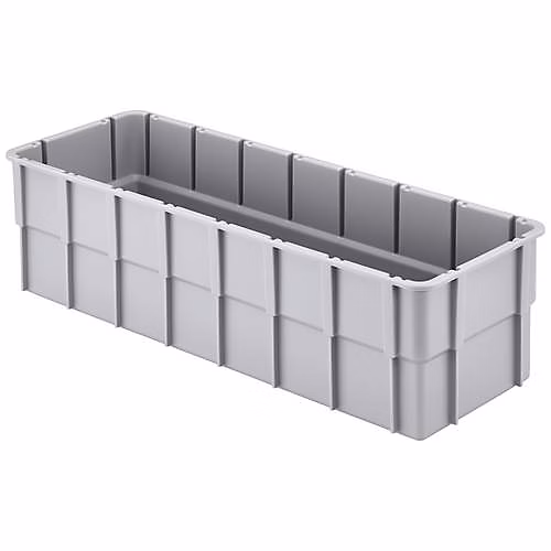 Bac de compartimentage empilable Alutec 75230 – 362 × 131 × 101 mm gris.