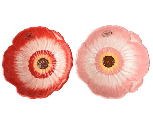 Solution jardin：Bol coquelicot en dolomite colorée - Ø 16 x H 6 cm