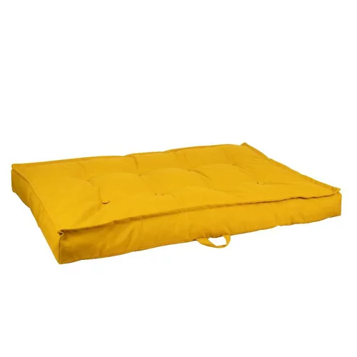 Facile à intégrer au jardin:Coussin d'assise pour palette coloris jaune en coton polyester - 120 x 80 x 15 cm
