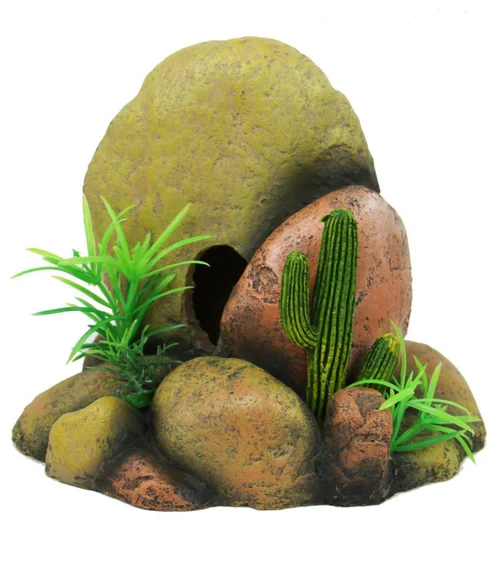Un plus pour votre jardin：Décor pour terrarium en résine coloris vert Reptile Planet Monts Pirin Rock - 21,5 x 12,5 x 19 cm