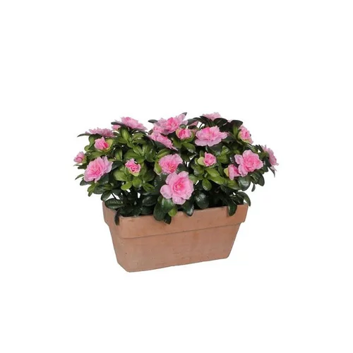 Essentiel extérieur：Azalea rose clair artificielle en jardinière Terra 27x13x33 cm