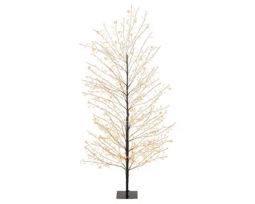 Idée jardin：Arbre lumineux noir à 1350 micro-LED blanc orangé pour extérieur - 150 cm