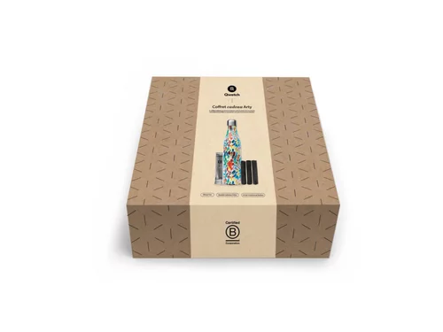 Pour aménager le jardin：Coffret cadeau bouteille isotherme et accessoires Qwetch Arty - 500 ml