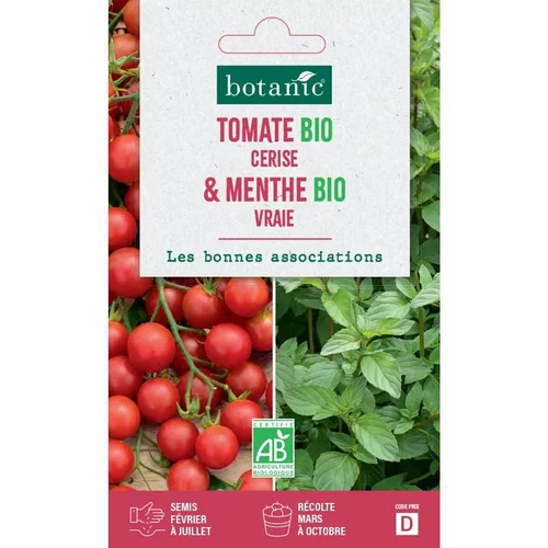 Côté extérieur：Mélange de graine de tomate cerise bio et de menthe vraie bio botanic® - graines à semer
