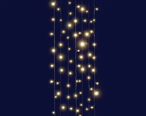Pour l’univers du jardin：Rideau lumineux connectable x3 à 96 LED blanc chaud sur câble argent Flicker Premium - 2 x 2 m