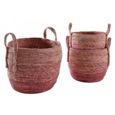 Cache-pots en maïs teinté (Lot de 3) (Rose)