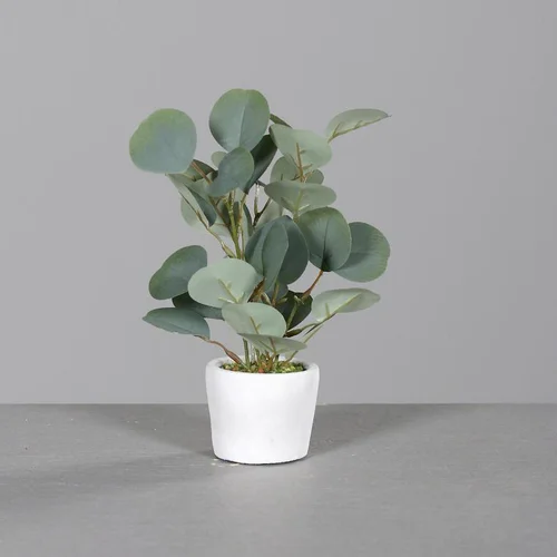 Jardin en pratique：Eucalyptus vert artificiel en pot de grès gris - 68 cm