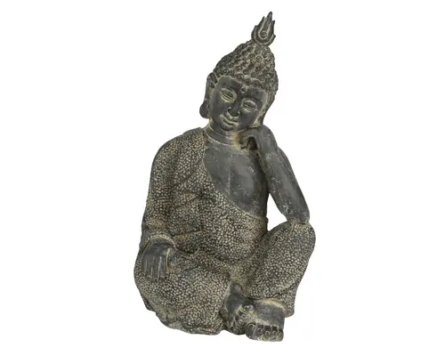 Pour équiper le jardin：Bouddha extérieur coloris noir - 27 x 23,5 cm