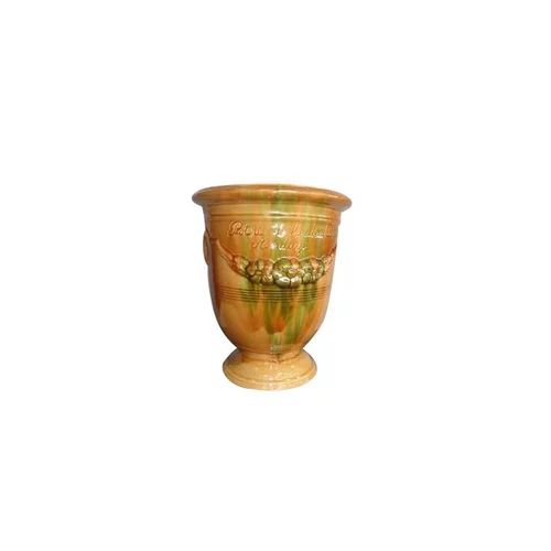 Jardin adapté:Vase Anduze flammé en terre cuite émaillée H 28 x Ø 32 cm