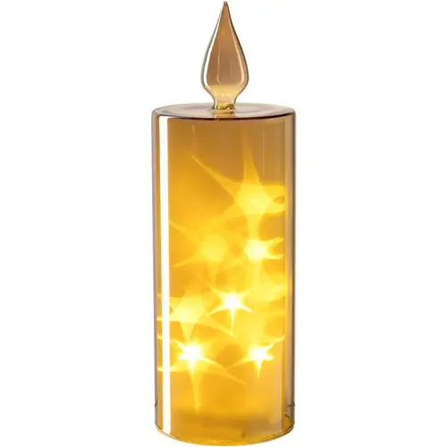 Idéal pour votre jardin：Bougie à LED coloris or décor étoiles Capanna - 27 cm