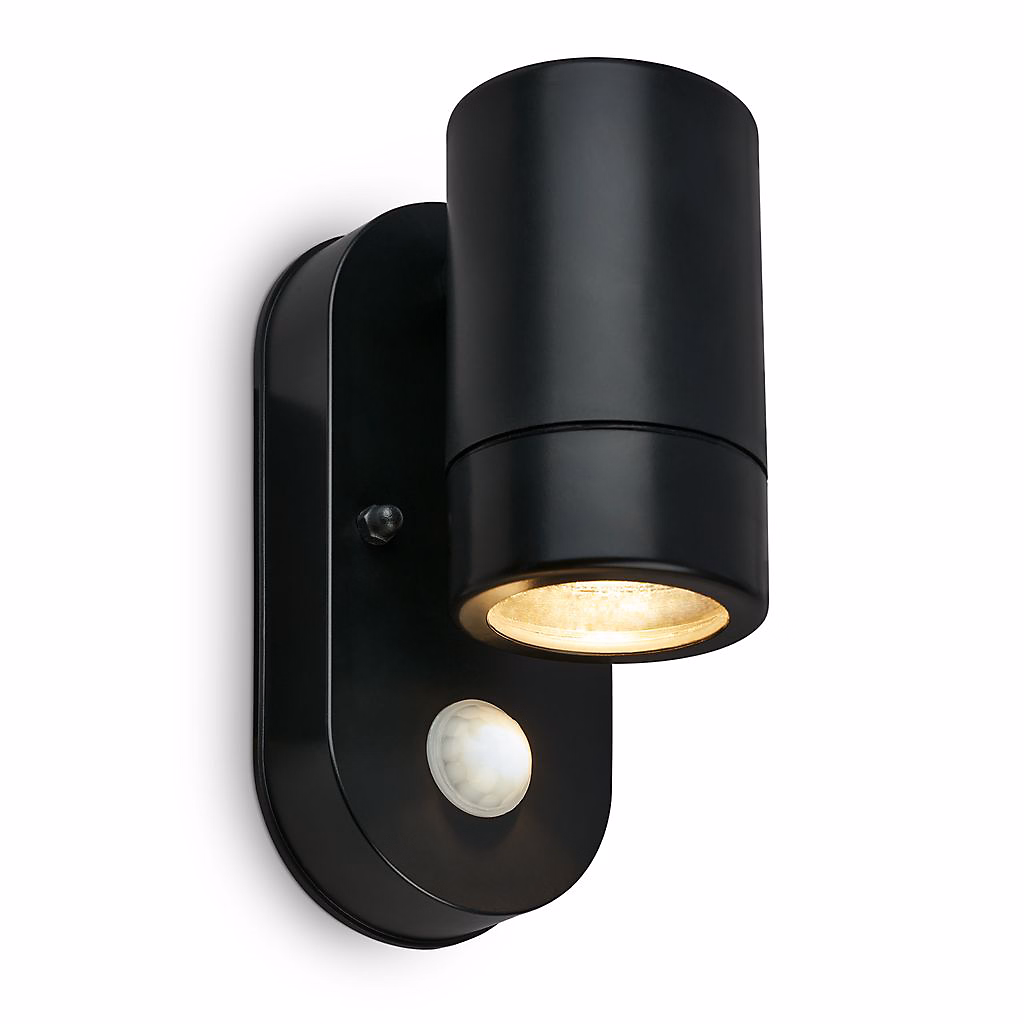 Applique LED murale – détecteur de mouvement, IP54, noir, dimensions : 15 × 7 × 9,5 cm