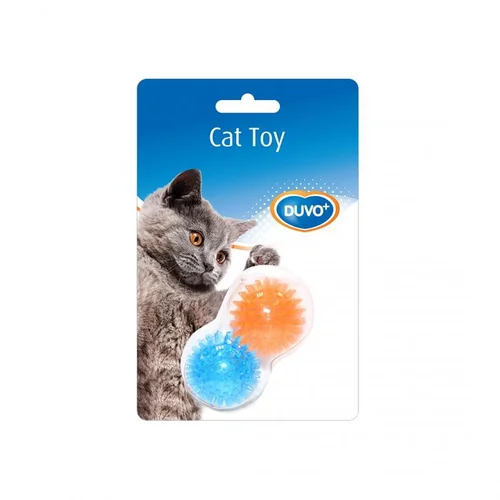 Bien pour le jardin：Jouet pour chat en caoutchouc TPR coloris orange et bleu balles hérissons Duvoplus - 8 x 4,5 x 4,5 cm